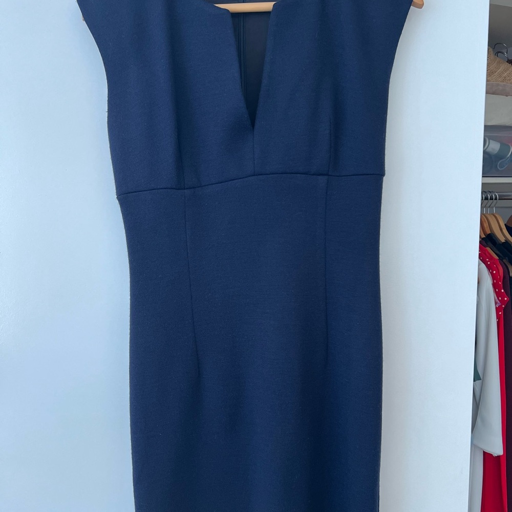 Classic Navy V-Neck Sheath Dress